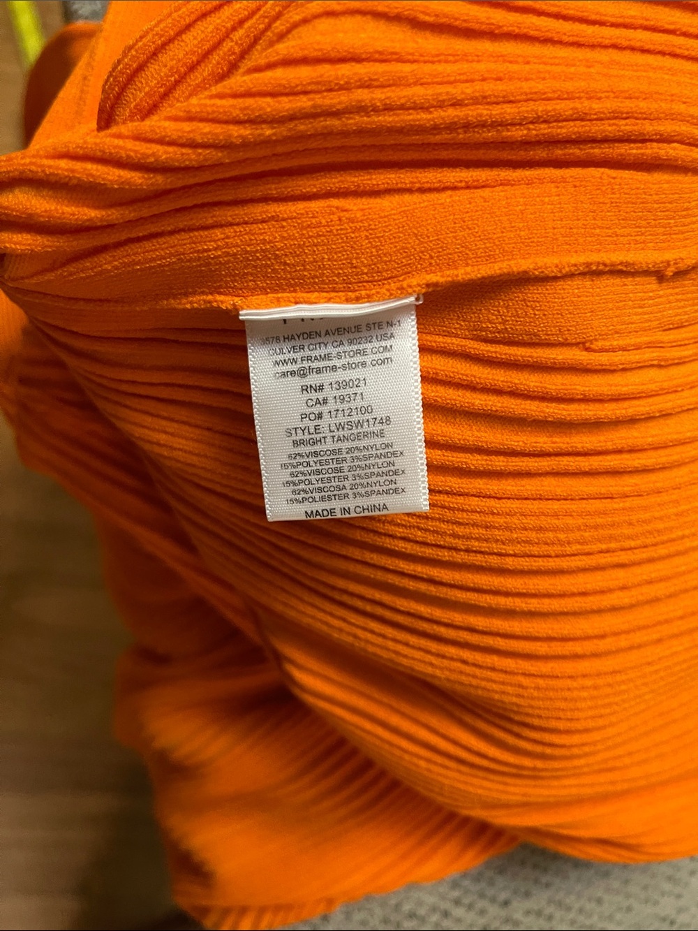 FRAME This Mixed Rib Cut Out Tank and Skirt Set Bright Tangerine Small Like New - Picture 14 of 14